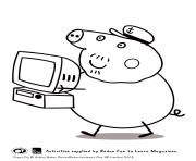 Printable grandpa computer peppa pig coloring pages