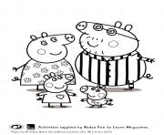 Printable peppa and family pyjama peppa pig coloring pages