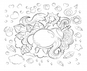 Printable cartoon doodle illustration magic pattern for adult coloring pages