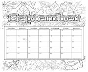 september coloring calendar