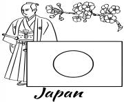 Printable japan flag samurai coloring pages