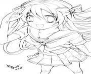 Printable anime school girl coloring pages