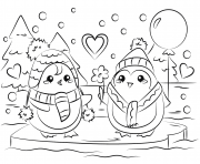 penguin couple in love st valentines coloring pages