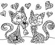two cats in love zentangle adult
