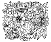 Printable beautiful doodle floral pattern adult coloring pages