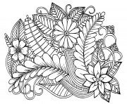 doodle floral pattern in black and white adult