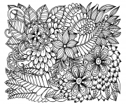 doodle flowers in black and white floral pattern
