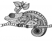 Printable chameleon mandala adult zentangle coloring pages