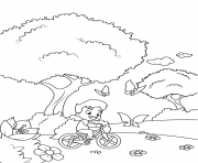 boy on a bicycle chasing butterflies