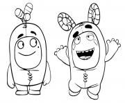 Printable oddbods having fun coloring pages