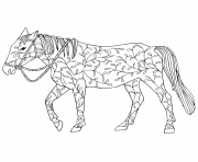 Printable doodle horse design floral adulte coloring pages