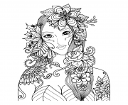 Printable beautiful fairy of the forest adult coloring pages