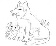Printable dog mother and puppy coloring pages