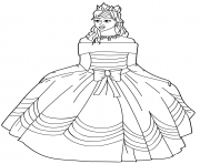 Printable princess in ball gown off the shoulder dress coloring pages