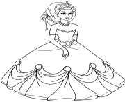 Printable princess in ball gown dress coloring pages