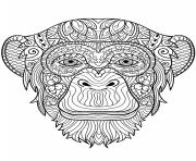 Printable mandala monkey africa adult coloring pages