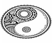 Printable mandala symbols yin yang coloring pages