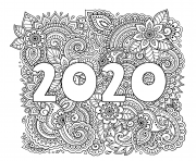 new year 2020 highly detailed decorative floral pattern