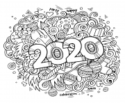 new year 2020 doodles objects and elements poster design