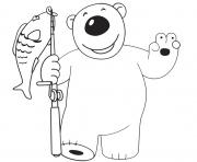 Printable Poby Polar Bear Fisherman coloring pages