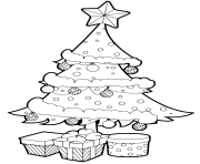 outlined christmas tree with gift box 