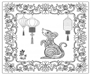 Chinese New Year Symbols Year Rat 2020 to Color