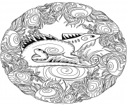 Printable lizard mandala animal coloring pages