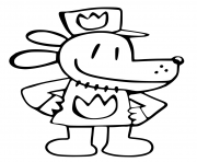 Printable Dog Man Cute hat love coloring pages