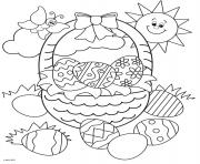 basket of eggs sun and butterfly coloring pages