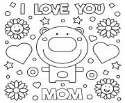 mothers day i love you mom bear hearts flowers