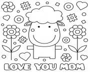 mothers day sheep flowers hearts love you mom