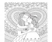 mothers day mother daughter heart intricate doodle