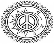 Sun and Moon Peace Sign to Color