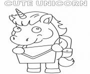 Cute Unicorn Cartoon going to school