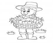 fall farmer with basket of vegetables harvest