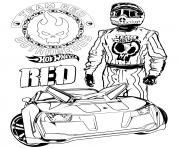Printable Team Hot Wheels Red Car Fast coloring pages