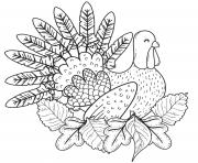 Turkey Sitting in Fall Leaves
