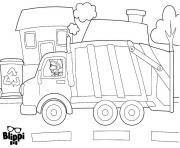 Printable Blippi Driving Garbage Truck coloring pages