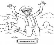 Printable blippi jumping is fun coloring pages