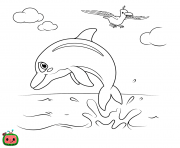 Printable Sea Animals Dolphin and Seagull coloring pages