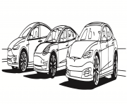 Printable the three vehicles Tesla coloring pages