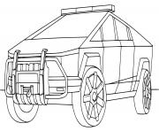 Printable Police Tesla Cybertruck coloring pages