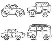 Printable car beetle car jeep 4x4 racing car and microbus volkswagen coloring pages
