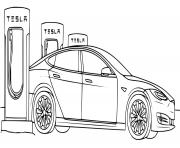 Printable modern electric service stations of Tesla coloring pages
