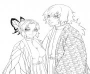 Shinobu Kocho and Giyu Tomioka demon slayer coloring pages