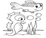 seahorse and fish under the sea