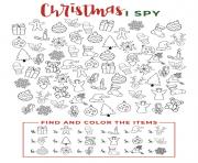 I Spy Christmas Find and color the items
