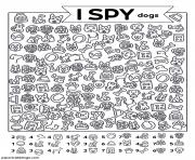 I Spy dogs animals coloring pages