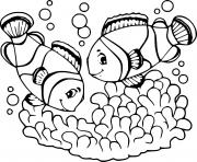 Printable Two Clownfish and Coral coloring pages