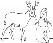 Deer and a Snowman